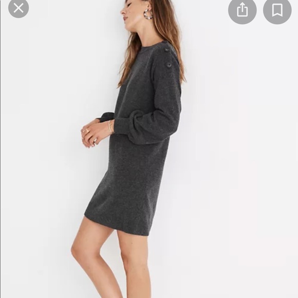 Boatneck Button-Shoulder Sweater-Dress Madewell - Picture 8 of 9